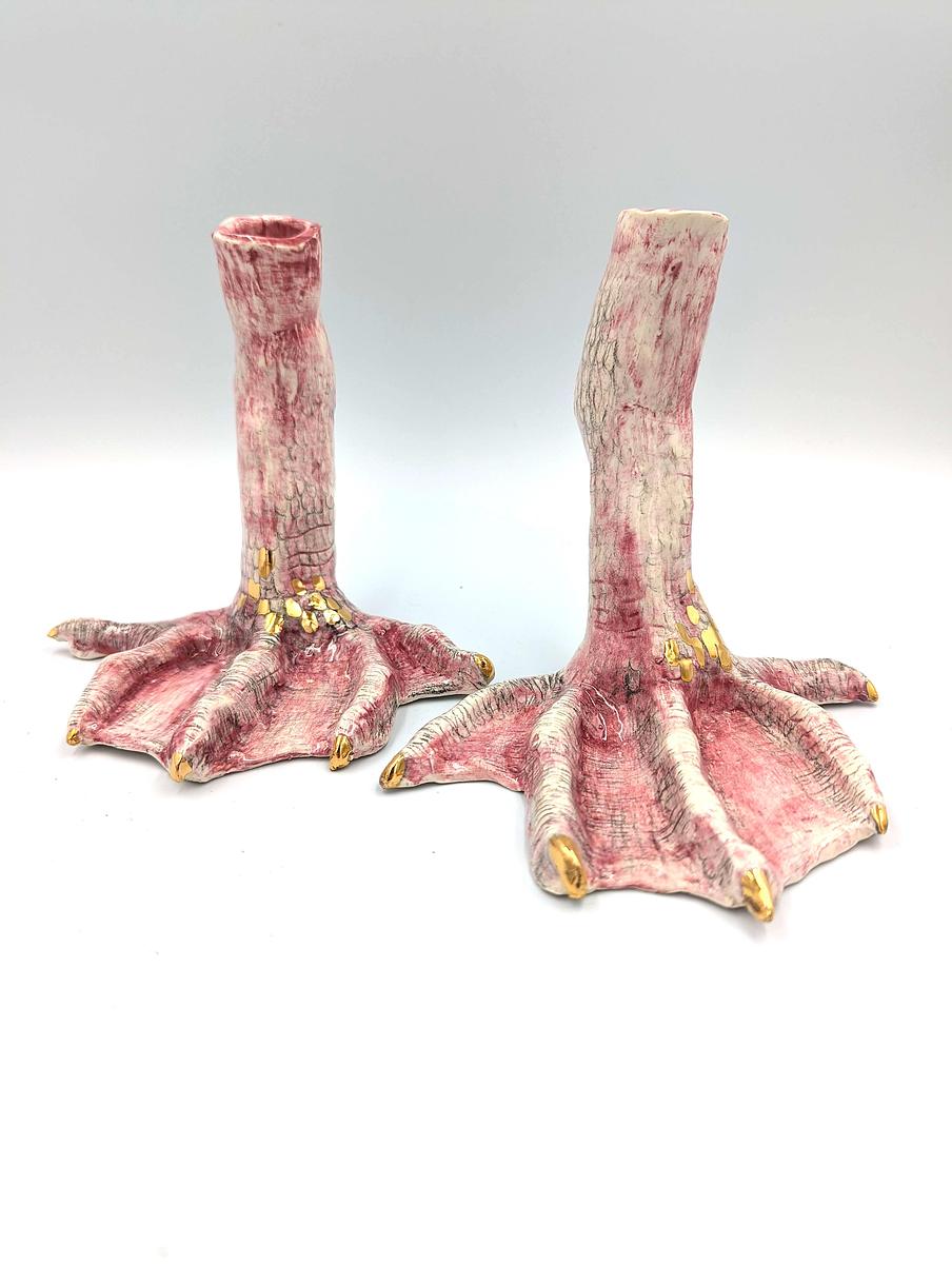 Hand built clay with oxides, underglaze, ceramic pencil glaze & lustre