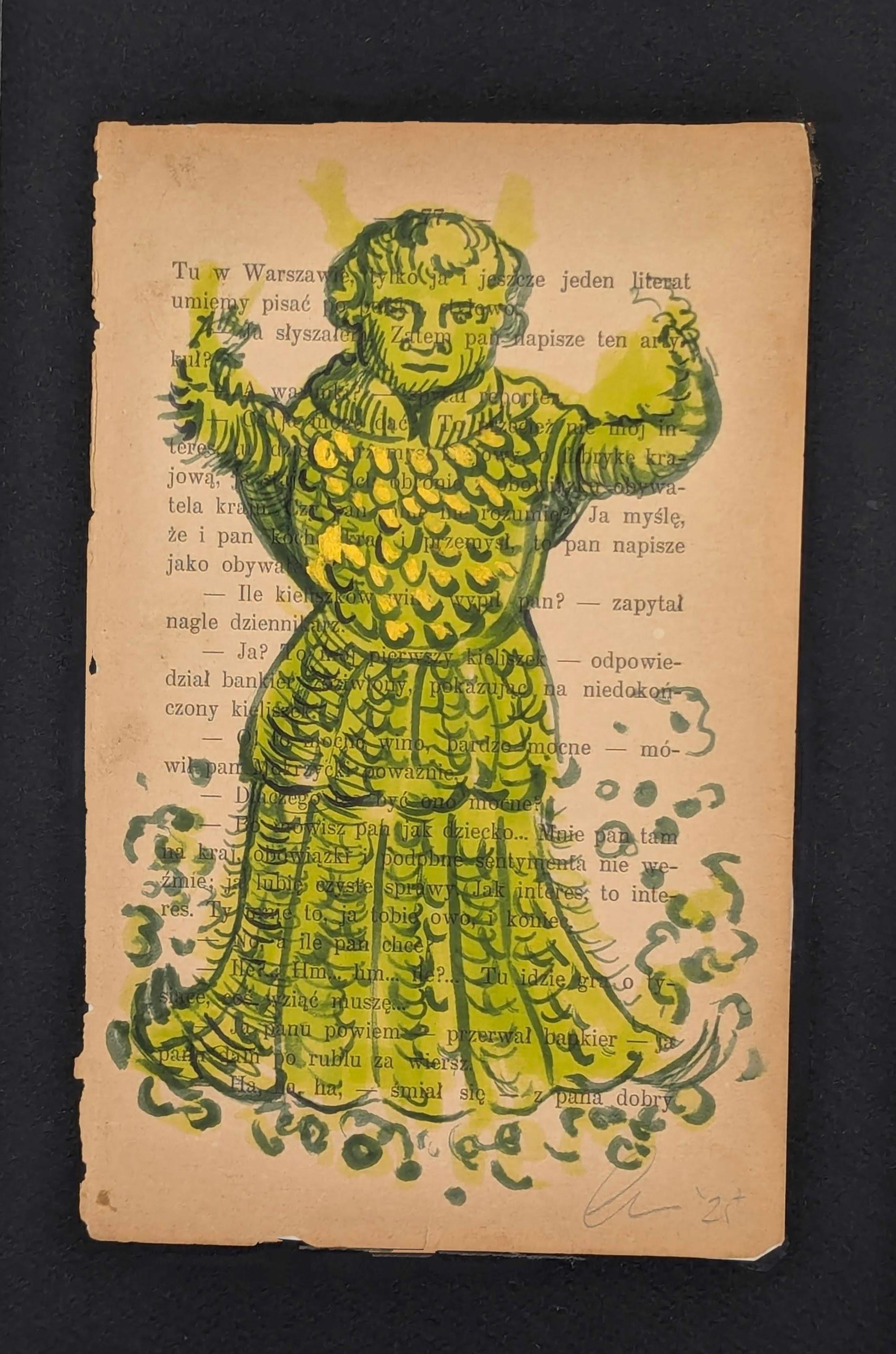 felt marker up cycled paper Byzantine monster