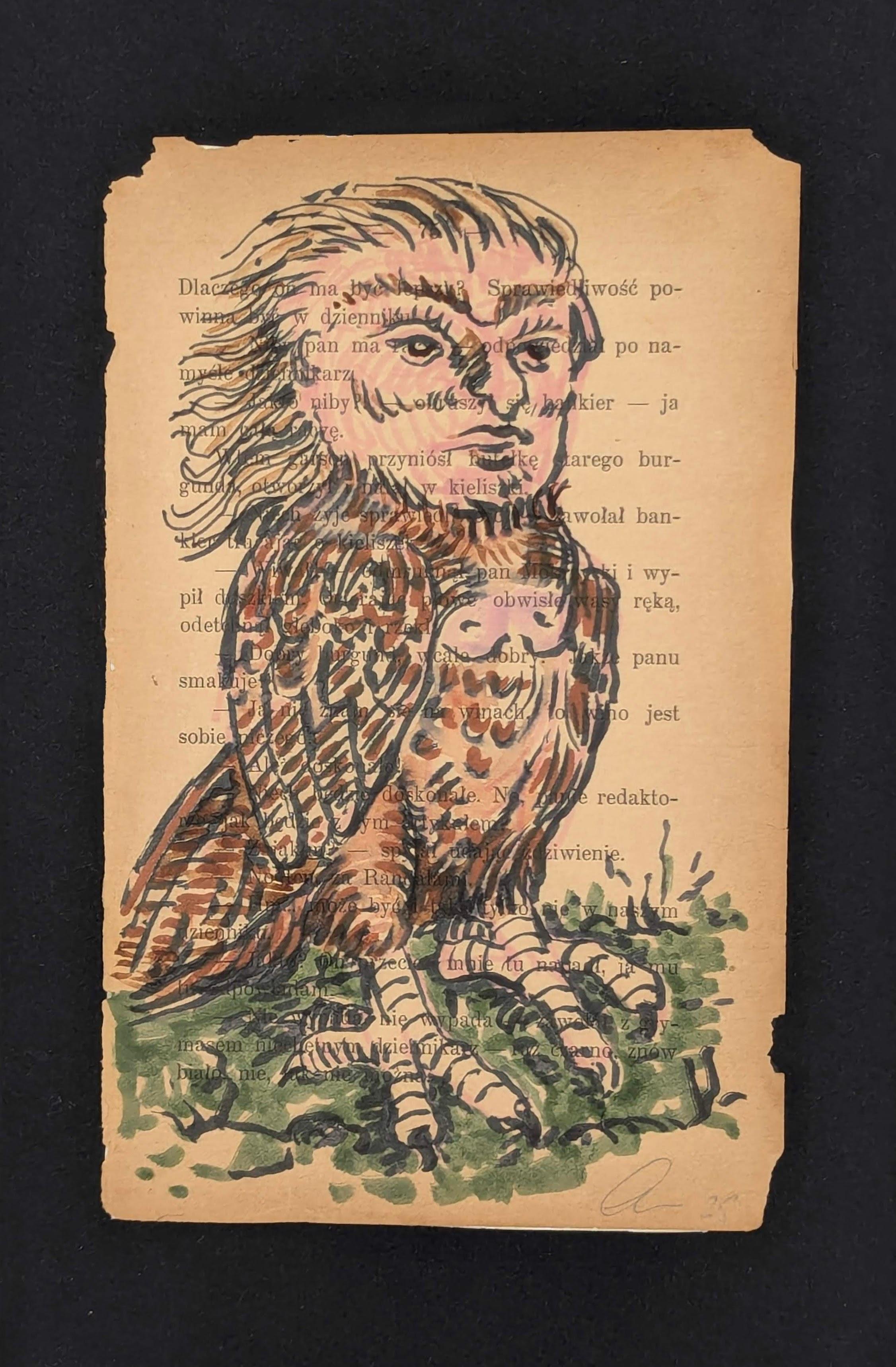 felt marker up cycled paper harpy up-cycled book myth 