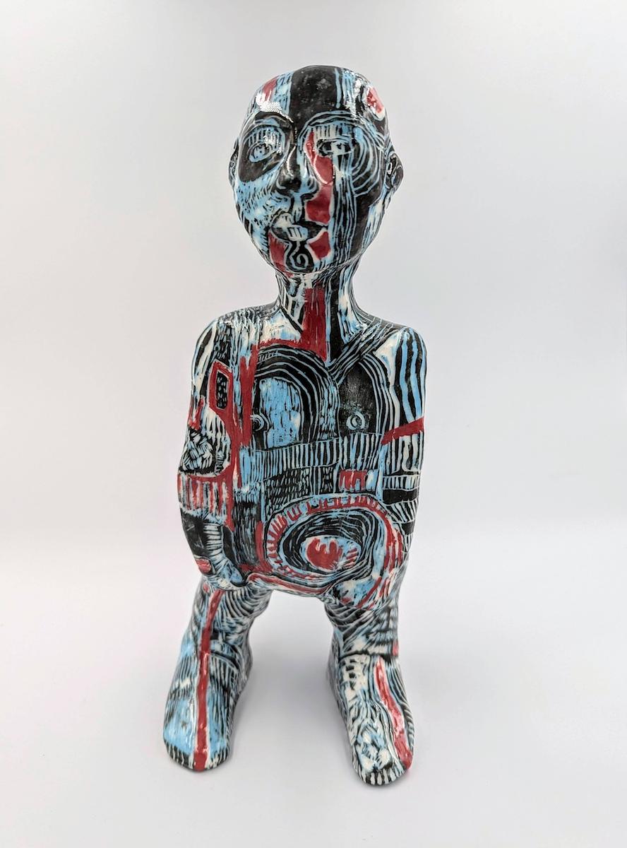 slip Slip cast clay  with coloured slip underglaze and sgraffito