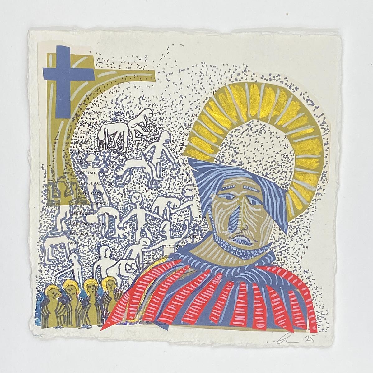 felt marker, up cycled paper, byzantine art.