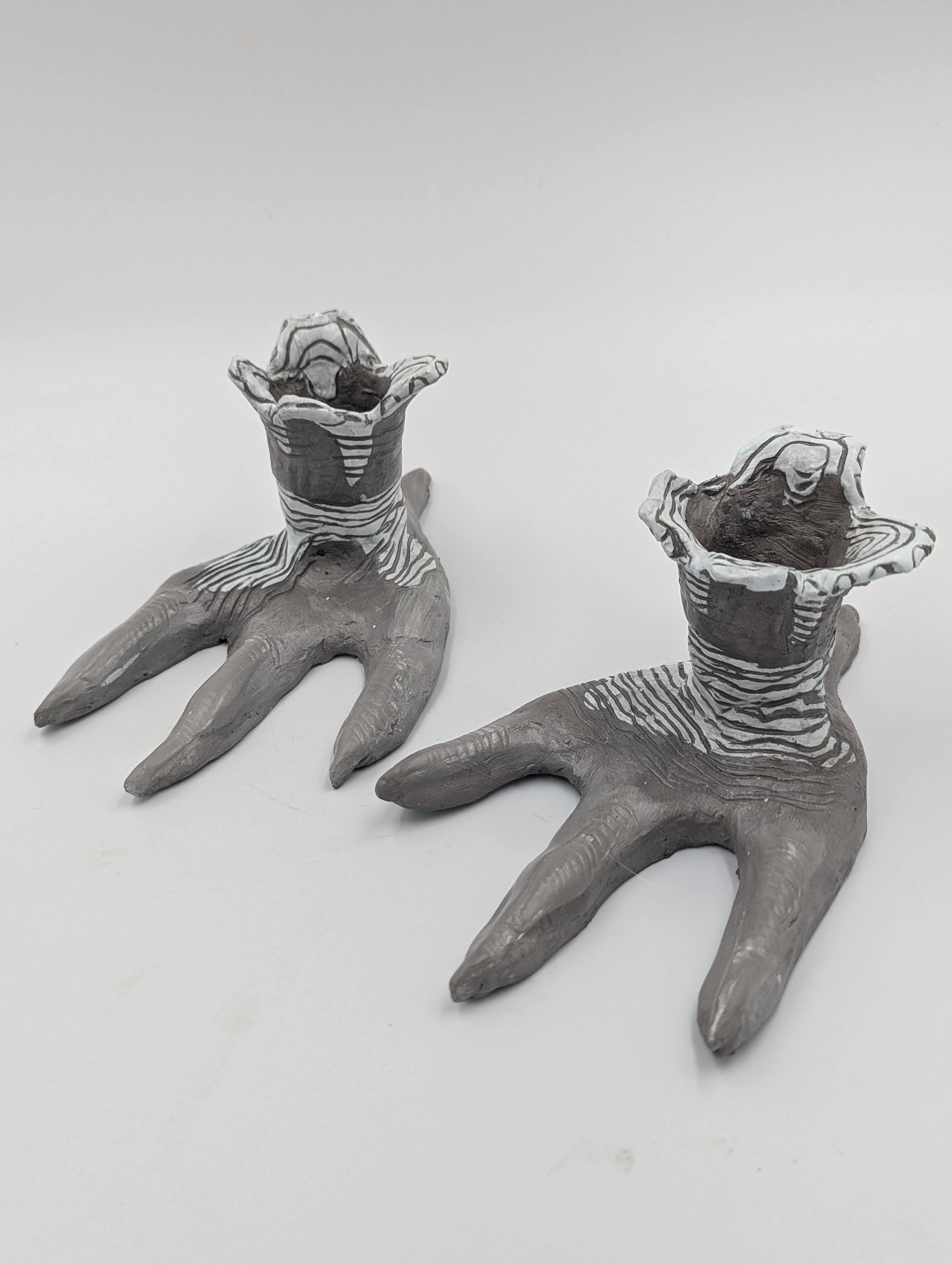 hand built with coloured slip sgraffito 