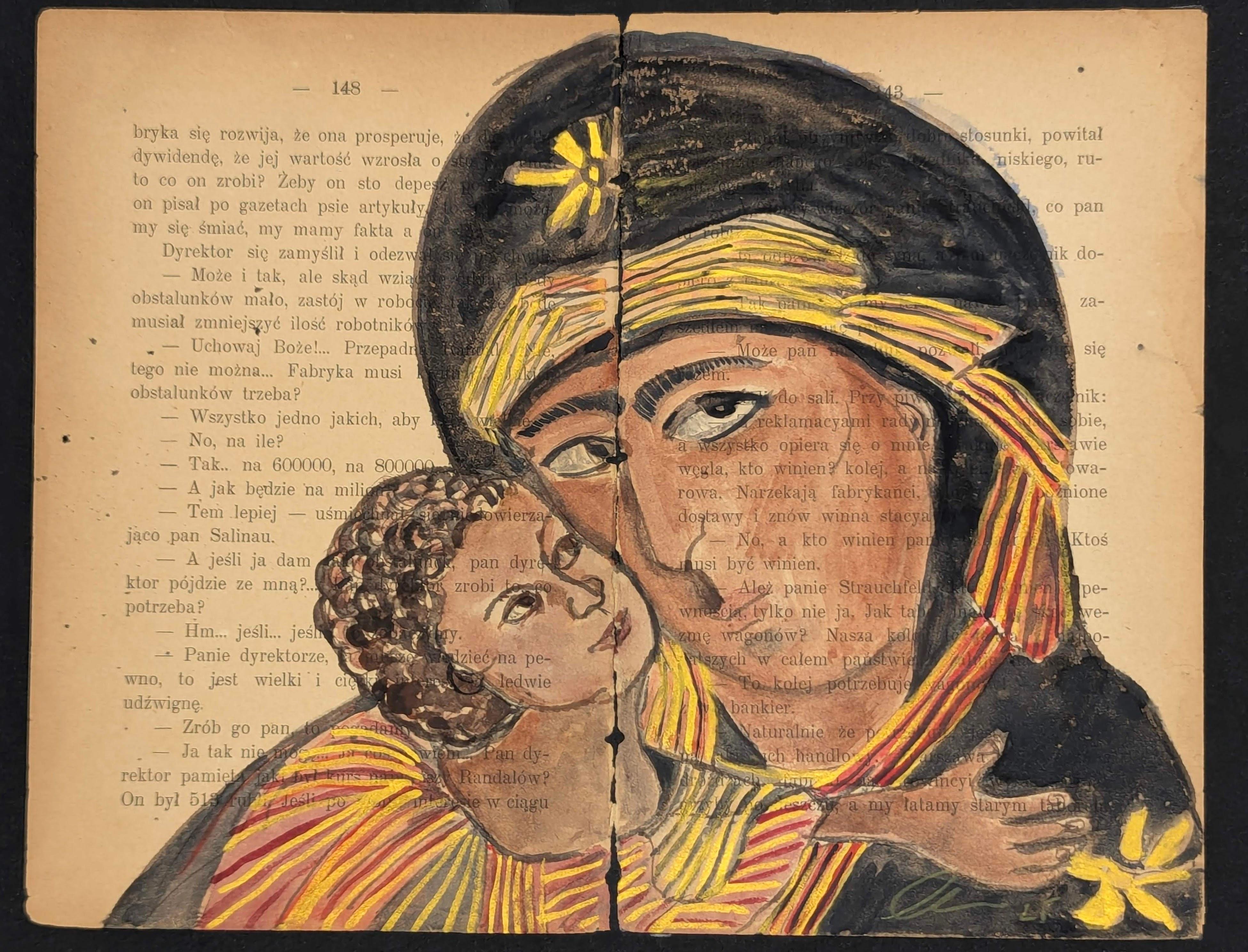 Water colour Mother and Child