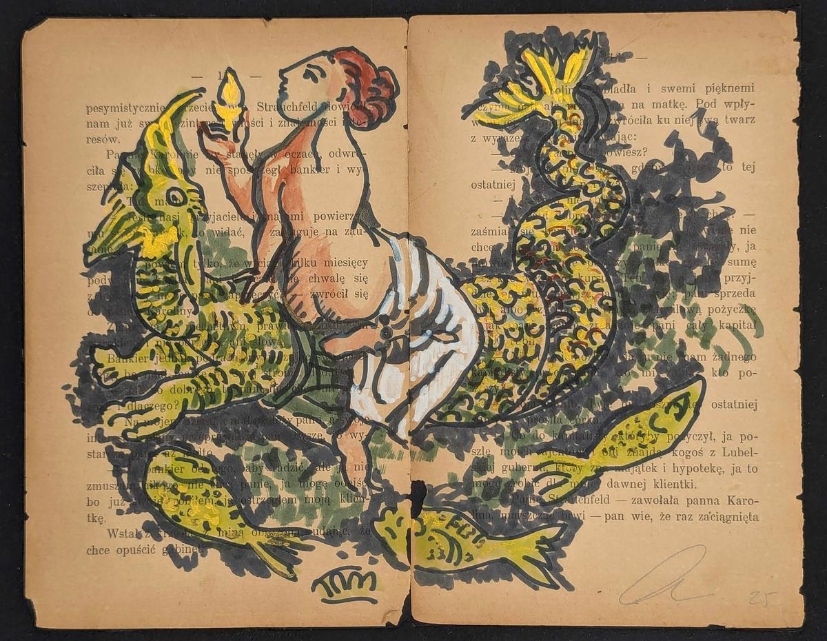 felt marker up cycled paper white acrylic paint Sea Goddess