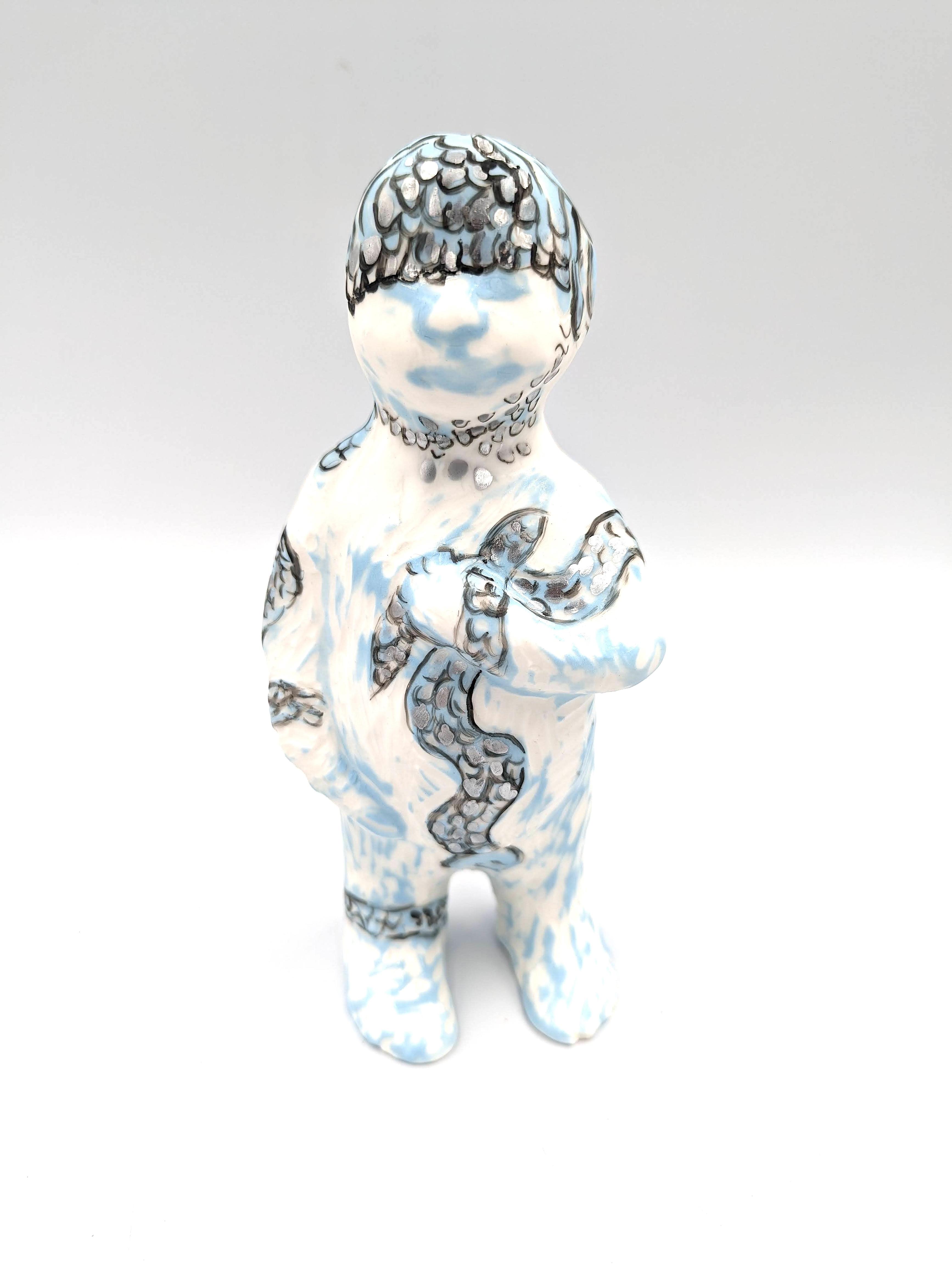 Coloured slip cast porcelain with underglaze, sgraffito silver porcelain pen