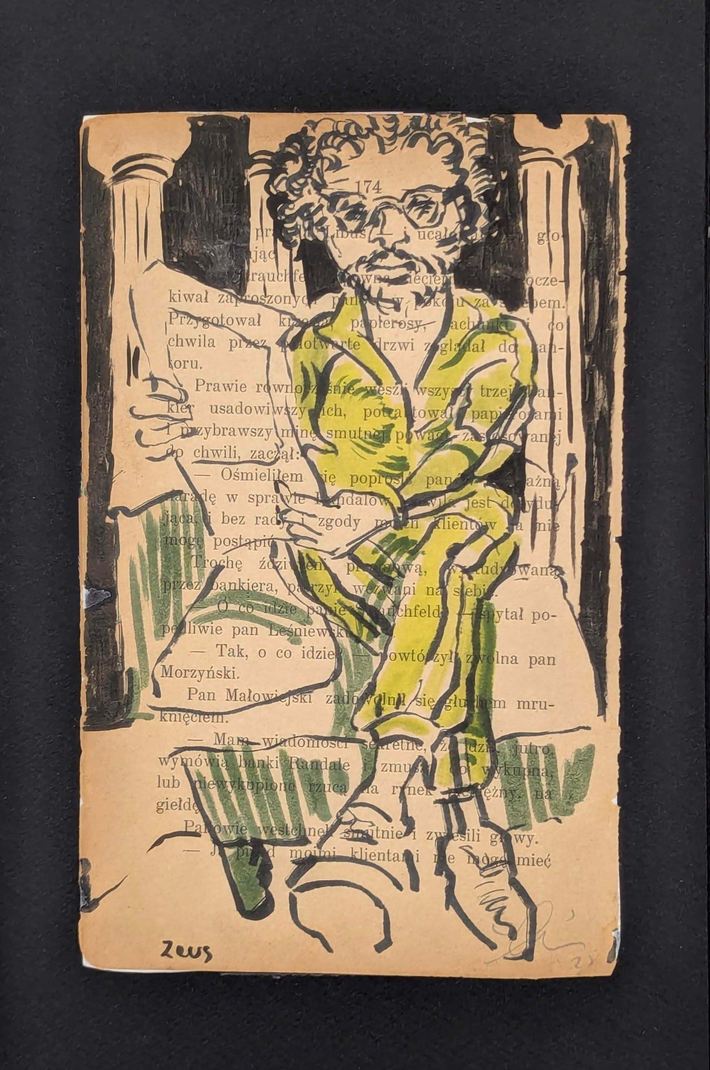 felt marker up cycled paper Zeus drawing 